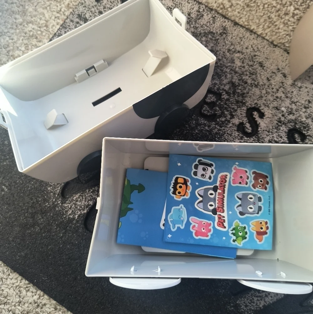 Pet Simulator Cute Dog Face Dalmatian Pet Carrier Or Bank Gray and Black